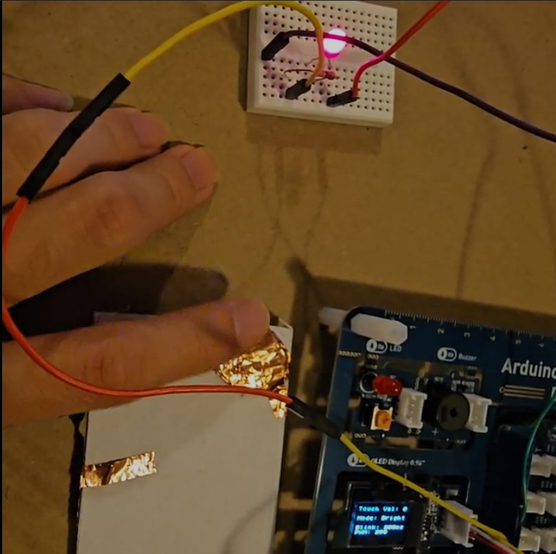 Conductive touch test for different led mode switching.