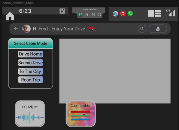 Interface design that is for a display screen that is common on dash consoled. It is a horizontal screen that is wider than it is tall. This type of screen is common in cars as it fits the dash console shape and provides a wide view for content display. However this type of screen can be distracting as the driver has to look away from the road to interact with it. This is primarily due to the distance the screen is located and the driver position.